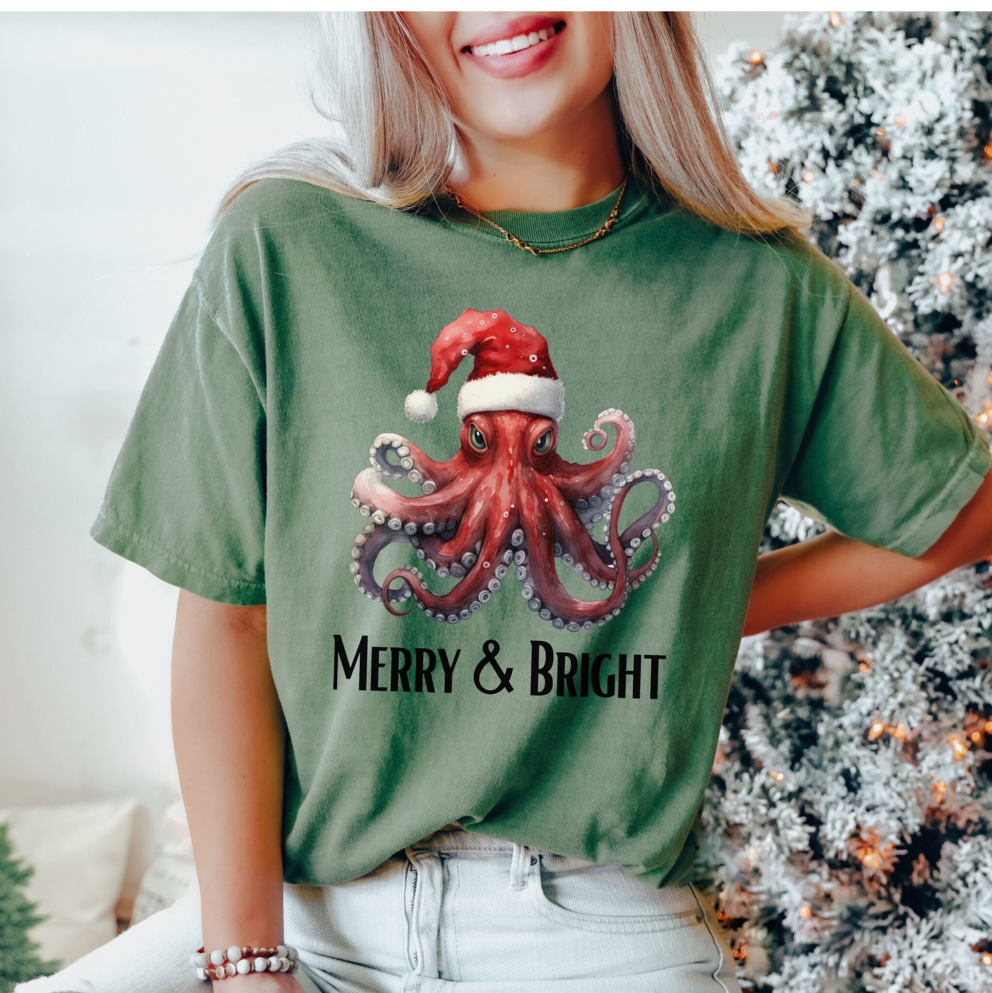 vintage t shirt octopus christmas shirt funny design for octopus lovers retro comfort colors apparel sb6wc