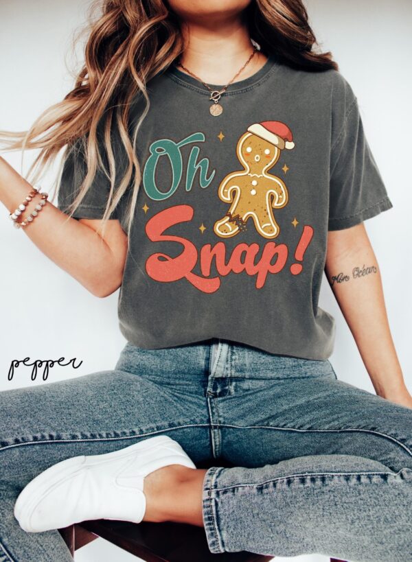 vintage t shirt oh snap christmas gingerbread design funny christmas cookie graphic for holiday celebrations oatbe scaled