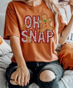 vintage t shirt oh snap gingerbread tee funny christmas shirt with glitter design for holiday celebrations u4csz