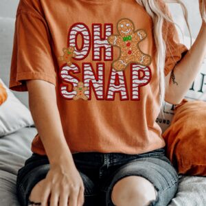 vintage t shirt oh snap gingerbread tee funny christmas shirt with glitter design for holiday celebrations u4csz