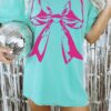 vintage t shirt pink bow coquette aesthetic soft girl era tee for bachelorette parties comfortable colors tiktok style apparel egep1