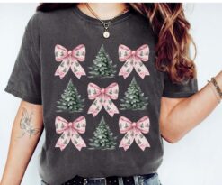 vintage t shirt pink coquette bow christmas shirt comfort colors with girly christmas tree design for festive style rcdjw scaled