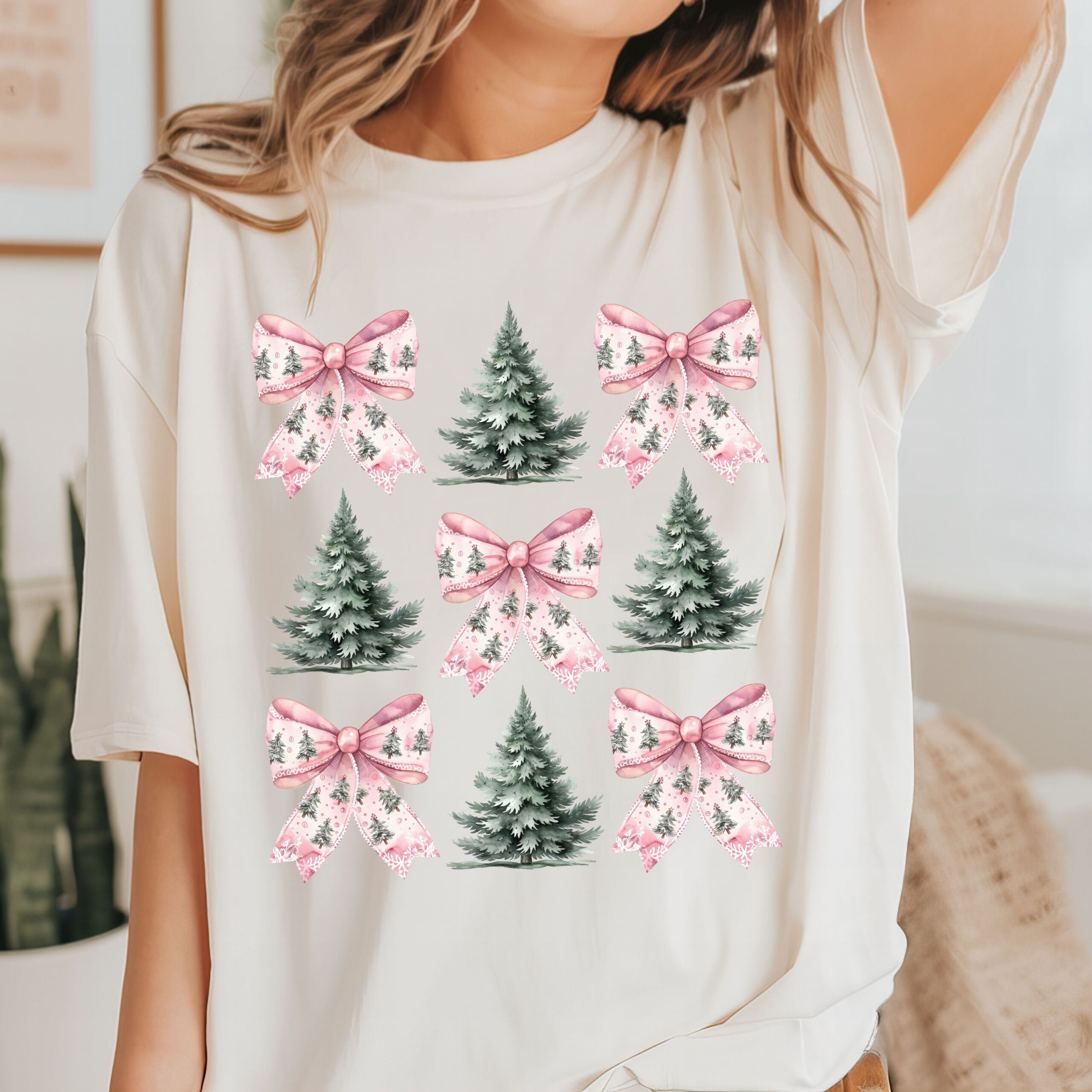 vintage t shirt pink coquette bow christmas shirt comfort colors with girly christmas tree design for festive style t4xww scaled