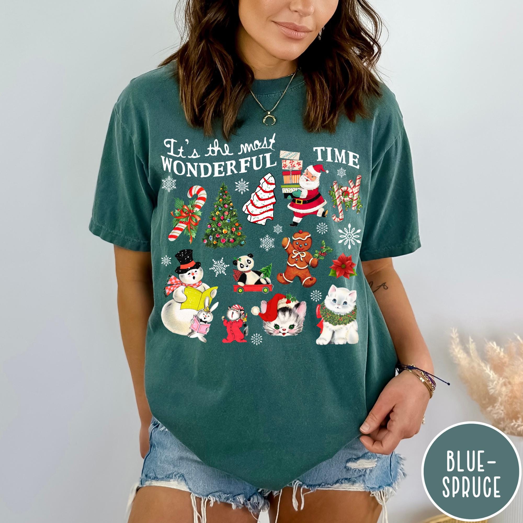 vintage t shirt retro christmas tee its the most wonderful time womens holiday shirt in comfort colors for festive wear