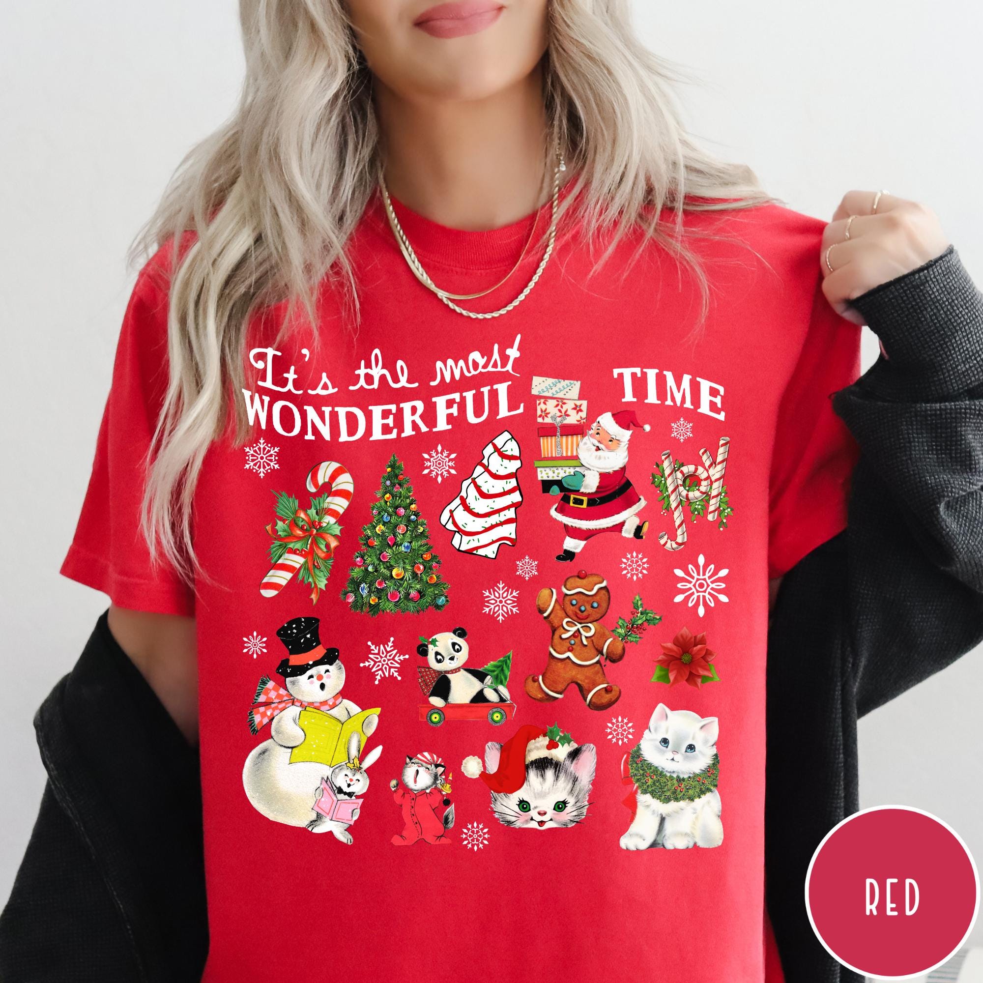 vintage t shirt retro christmas tee its the most wonderful time womens holiday shirt in comfort colors for festive wear