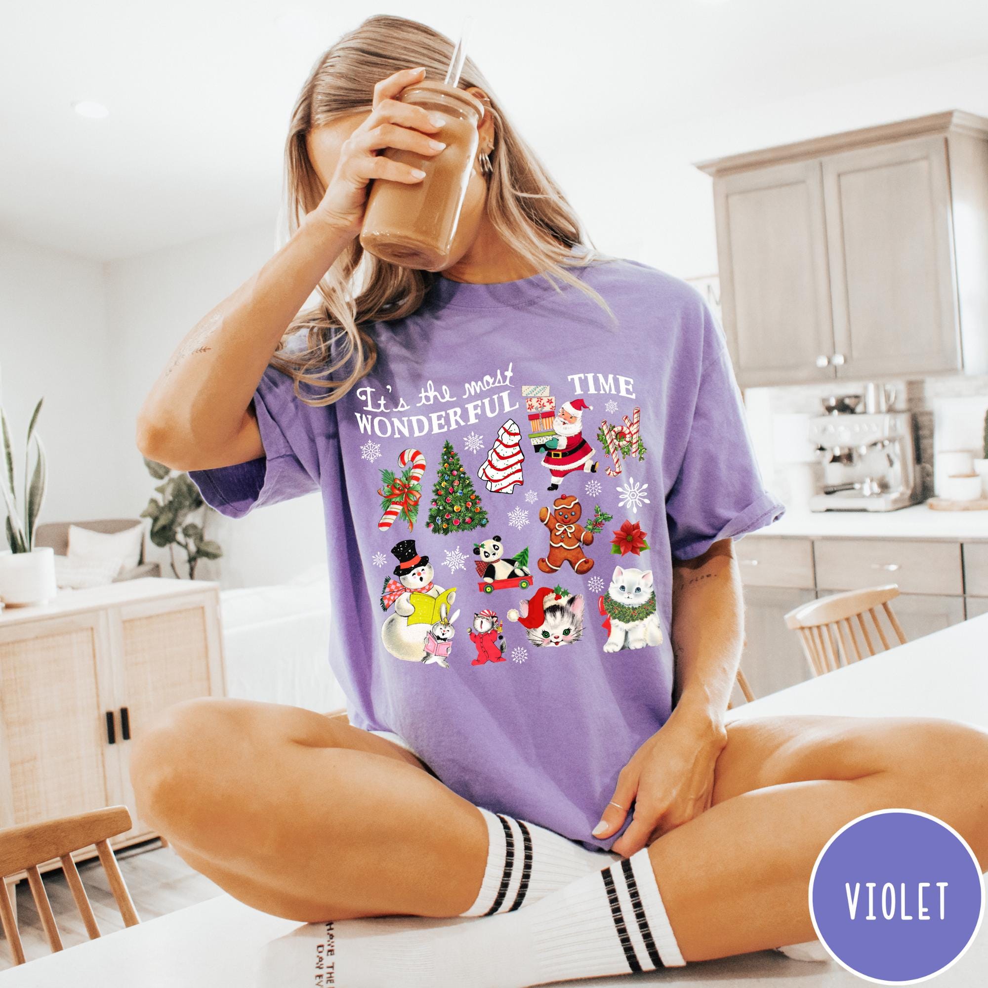 vintage t shirt retro christmas tee its the most wonderful time womens holiday shirt in comfort colors for festive wear