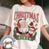 vintage t shirt retro christmas vibes comfort colors tee with santa design for women holiday wear s7867