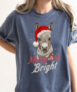 vintage t shirt retro donkey christmas shirt merry and bright design for donkey lovers country style apparel 7zb7j