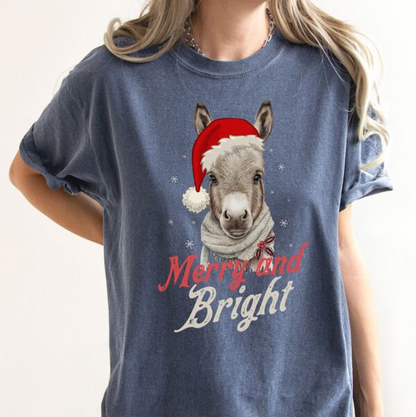 vintage t shirt retro donkey christmas shirt merry and bright design for donkey lovers country style apparel 7zb7j