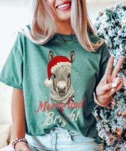 vintage t shirt retro donkey christmas shirt merry and bright design for donkey lovers country style apparel jhoqe