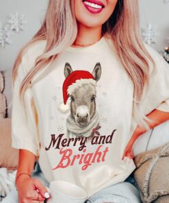 vintage t shirt retro donkey christmas shirt merry and bright design for donkey lovers country style apparel rtxqr