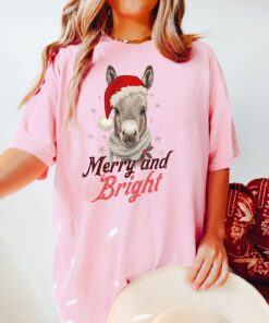 vintage t shirt retro donkey christmas shirt merry and bright design for donkey lovers country style apparel s0t2b