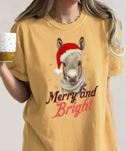 vintage t shirt retro donkey christmas shirt merry and bright design for donkey lovers country style apparel v4hpv scaled