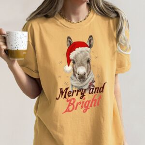 vintage t shirt retro donkey christmas shirt merry and bright design for donkey lovers country style apparel v4hpv scaled