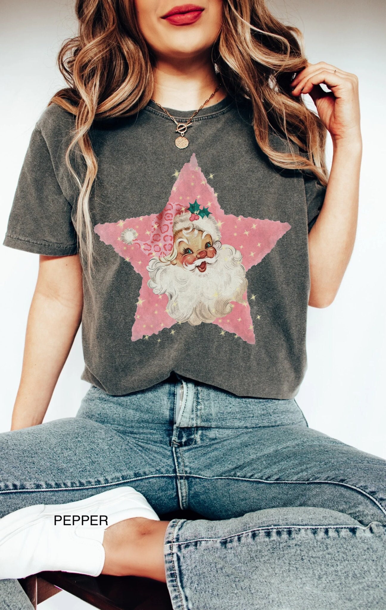 vintage t shirt retro pink santa claus christmas tee comfort colors classic family holiday top cute design for festive gatherings iaeav