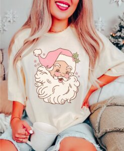vintage t shirt retro pink santa tee comfort colors santa face design for holiday festivities matching christmas pjs and family gatherings 06hwz scaled