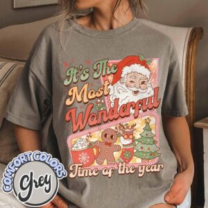 vintage t shirt retro santa claus design with hot cocoa and gingerbread for christmas celebrations 5kaej