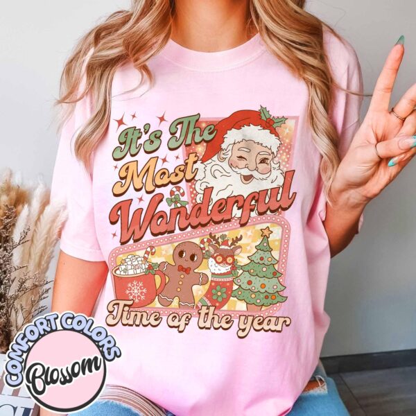 vintage t shirt retro santa claus design with hot cocoa and gingerbread for christmas celebrations