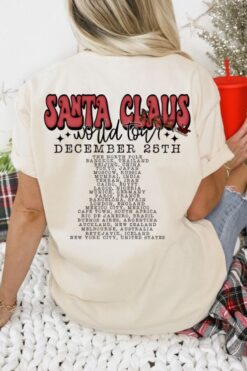 Vintage T Shirt Santa Tour Comfort Colors Tee Retro Christmas Design for Holiday Apparel and Festive Celebrations