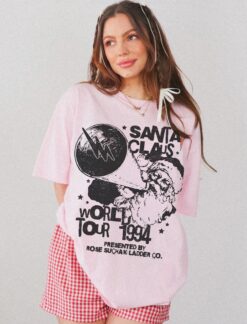 Vintage T Shirt Santa World Tour Tee Unisex Comfort Colors Grunge Christmas Design 90s Aesthetic Rose Suchak Ladder Style
