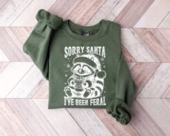 vintage t shirt sorry santa ive been feral raccoon funny christmas shirt retro design for holiday humor and seasonal fun btpwx