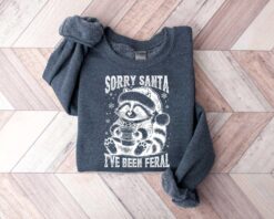 vintage t shirt sorry santa ive been feral raccoon funny christmas shirt retro design for holiday humor and seasonal fun jyjrq
