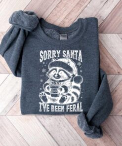 vintage t shirt sorry santa ive been feral raccoon funny christmas shirt retro design for holiday humor and seasonal fun jyjrq