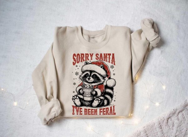 vintage t shirt sorry santa ive been feral raccoon funny christmas shirt retro design for holiday humor and seasonal fun maugy