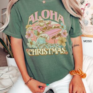 vintage t shirt surfing santa aloha christmas tee hawaiian design mele kalikimaka funny christmas shirt for holiday parties o7gj6