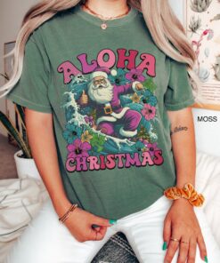 vintage t shirt surfing santa aloha christmas tee hawaiian style mele kalikimaka funny christmas shirt for holiday parties jgtlg