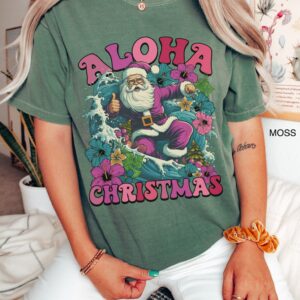 vintage t shirt surfing santa aloha christmas tee hawaiian style mele kalikimaka funny christmas shirt for holiday parties jgtlg