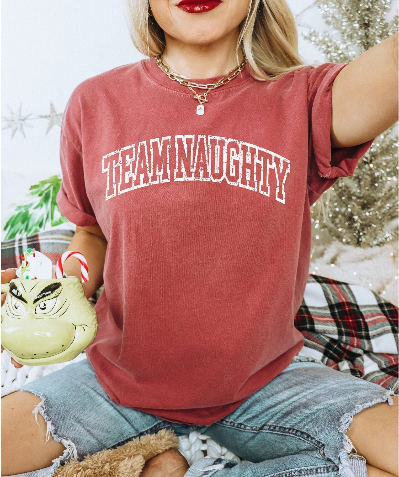 vintage t shirt team naughty comfort colors funny christmas shirt for women christmas party tee and group wear quroy