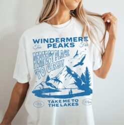 Vintage T Shirt The Lakes Comfort Colors Music Tour Tee Oversized Aesthetic Design Featuring Windermere Peaks and Mountains