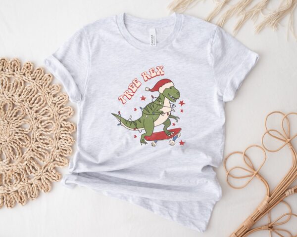 vintage t shirt tree rex design funny christmas graphic tee for women with retro dinosaur theme ideal for holiday celebrations ngcna