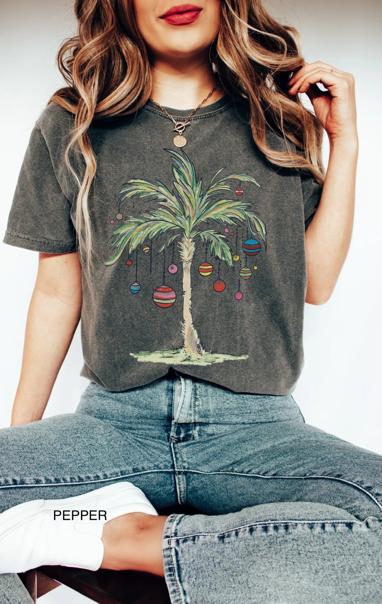 vintage t shirt tropical christmas palm tree design comfort colors family matching tee for beach parties and holiday celebrations