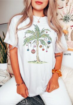 vintage t shirt tropical christmas palm tree design comfort colors family matching tee for beach parties and holiday celebrations dgiuz