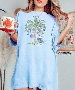 vintage t shirt tropical christmas palm tree design merry christmas tee for family beach gatherings and holiday celebrations zq472