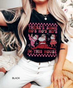 vintage t shirt twerking santa christmas shirt funny holiday tee with theres some hos hos hos in this house design em8a6