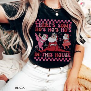 vintage t shirt twerking santa christmas shirt funny holiday tee with theres some hos hos hos in this house design em8a6