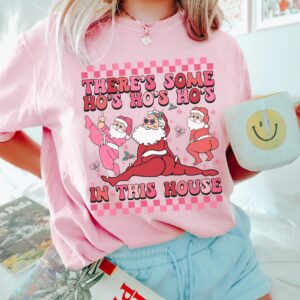 vintage t shirt twerking santa christmas shirt funny holiday tee with theres some hos hos hos in this house design jhjaf