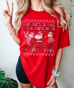 vintage t shirt twerking santa christmas shirt funny holiday tee with theres some hos hos hos in this house design x83gh