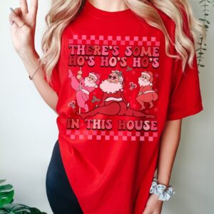 vintage t shirt twerking santa christmas shirt funny holiday tee with theres some hos hos hos in this house design x83gh