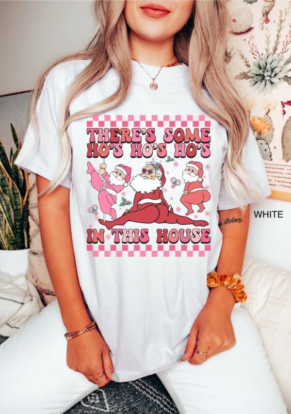 vintage t shirt twerking santa christmas shirt funny holiday tee with theres some hos hos hos in this house design