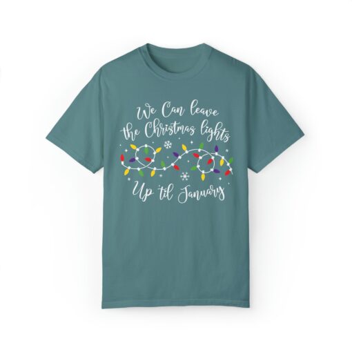 vintage t shirt we can leave the christmas lights up til january funny holiday tee for christmas celebrations and festive gatherings dbmkj