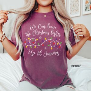 vintage t shirt we can leave the christmas lights up til january funny holiday tee for christmas celebrations and festive gatherings szmii