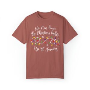 vintage t shirt we can leave the christmas lights up til january funny holiday tee for christmas celebrations and festive gatherings txmgq