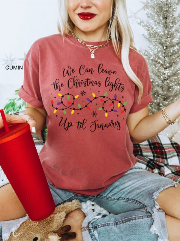 vintage t shirt we can leave the christmas lights up til january funny holiday tee for men and women