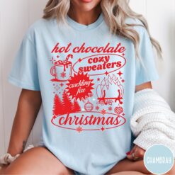Vintage T Shirt Womens Christmas Retro Tee in Comfort Colors with Hot Chocolate Design for Trendy Holiday Style 9 vintage t shirt womens christmas retro tee in comfort colors with hot chocolate design for trendy holiday style izwwx