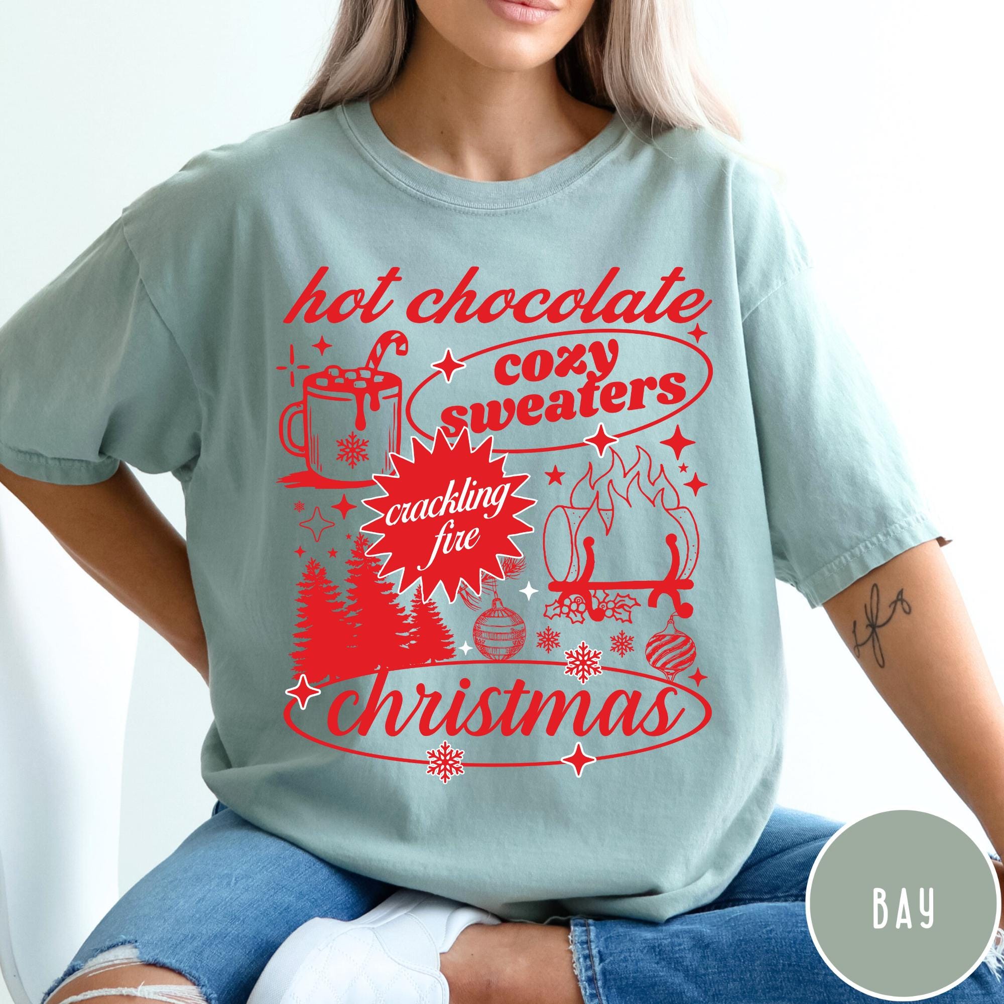 Vintage T Shirt Womens Christmas Retro Tee in Comfort Colors with Hot Chocolate Design for Trendy Holiday Style 3 vintage t shirt womens christmas retro tee in comfort colors with hot chocolate design for trendy holiday style q4ffo