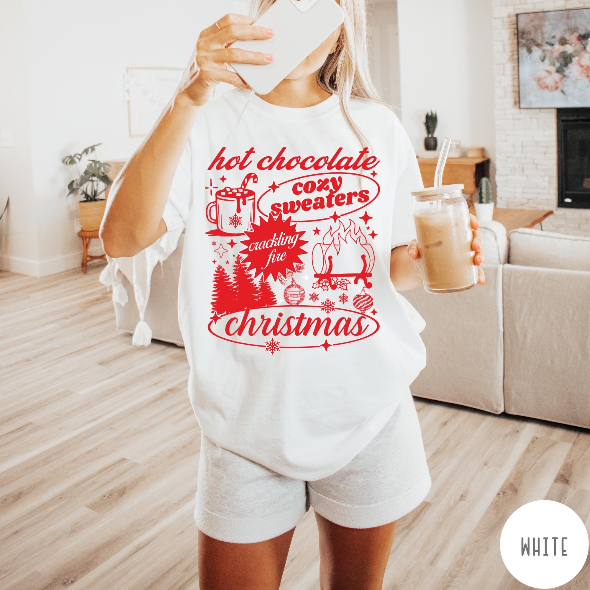 Vintage T Shirt Womens Christmas Retro Tee in Comfort Colors with Hot Chocolate Design for Trendy Holiday Style 6 vintage t shirt womens christmas retro tee in comfort colors with hot chocolate design for trendy holiday style wvznf
